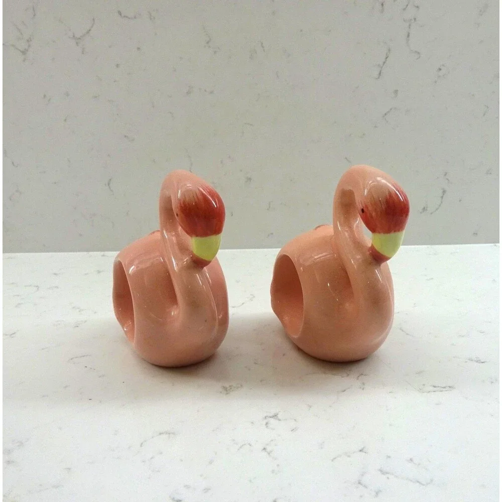 HOME Pink Flamingo Ceramic Napkin Holder Set of 2